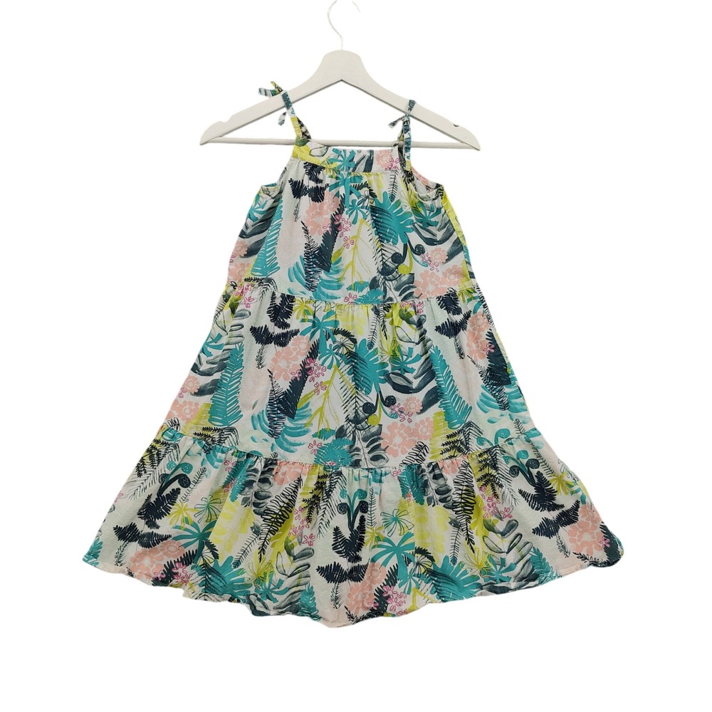 Tea Collection Girls Tropical Island Earthy Boho Tiered Sundress 7 Floral Cotton